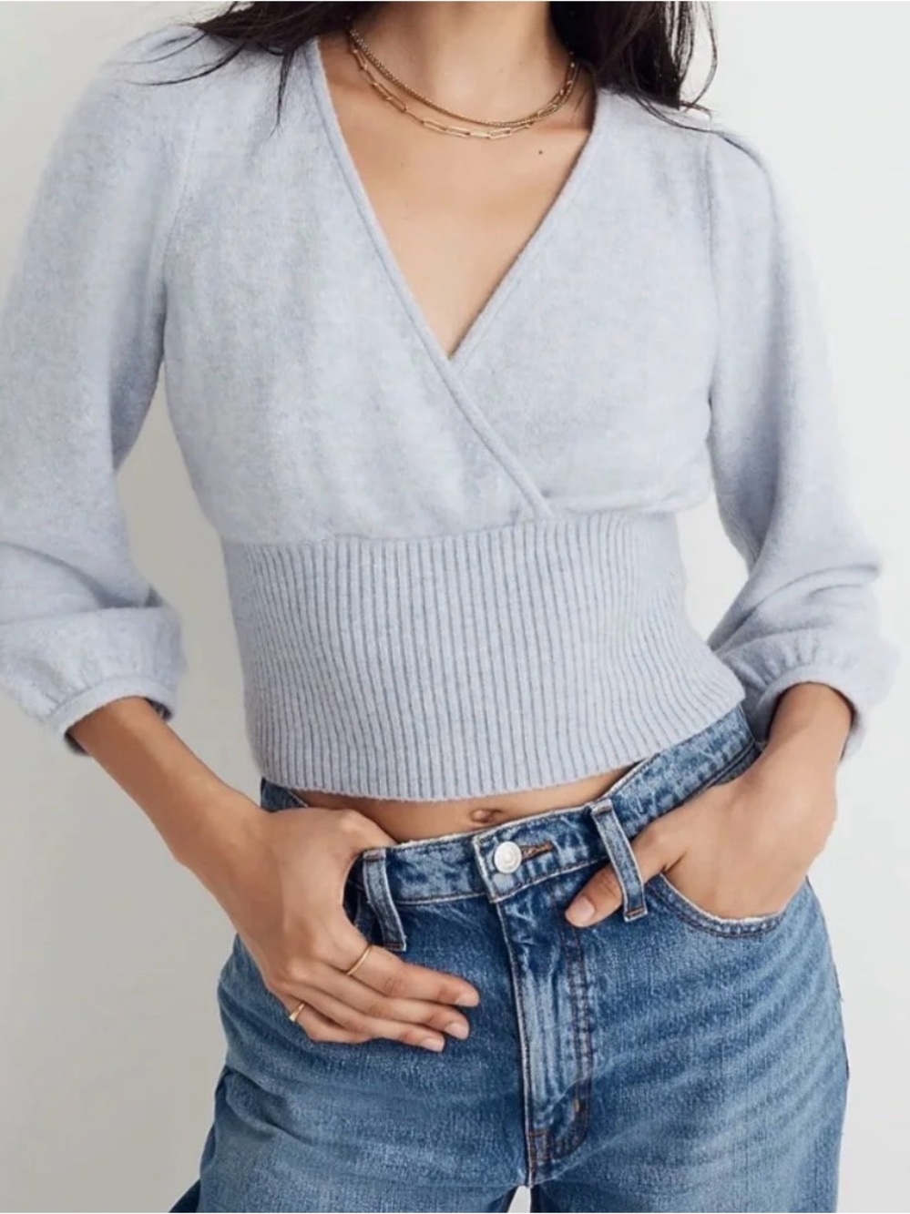 Madewell Wrap V-Neck Sweater in Coziest Yarn